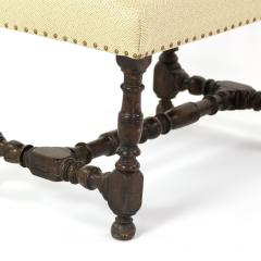 French Oak Upholstered Stool With Turned Stretchers Circa 1860  - 2906945
