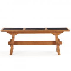 French Oak and Stone Dining Table C 1960  - 4720460