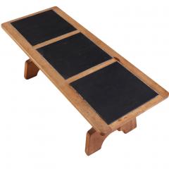 French Oak and Stone Dining Table C 1960  - 4720461