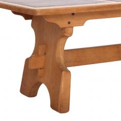 French Oak and Stone Dining Table C 1960  - 4720464