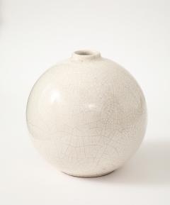 French Off White Crackle Vase 1930 40s - 4662928