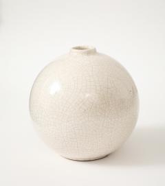 French Off White Crackle Vase 1930 40s - 4662929