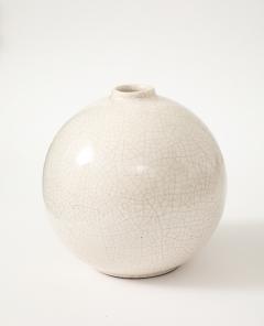 French Off White Crackle Vase 1930 40s - 4662930