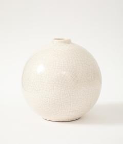 French Off White Crackle Vase 1930 40s - 4662932