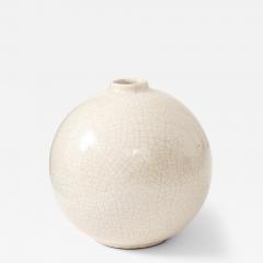 French Off White Crackle Vase 1930 40s - 4682368