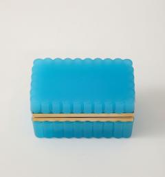 French Opaline Turquoise Scalloped Box 1890s - 4179968