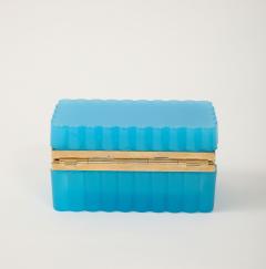 French Opaline Turquoise Scalloped Box 1890s - 4180589
