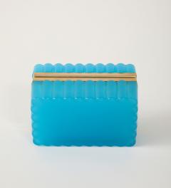 French Opaline Turquoise Scalloped Box 1890s - 4180604