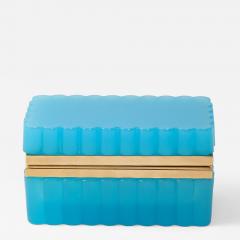 French Opaline Turquoise Scalloped Box 1890s - 4186062