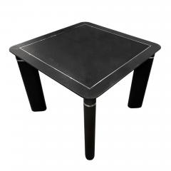 French Ostrich Leather Card Table With Chrome Trim and Drinks Holders - 3010865