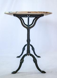 French Oval Bistro Table with Cast Iron Base and Marble Top c 1940 - 4559576