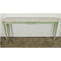 French Painted Console with White Marble Top - 3909311