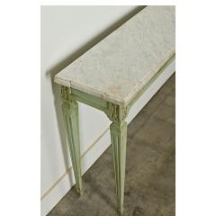 French Painted Console with White Marble Top - 3909312