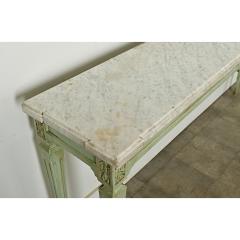 French Painted Console with White Marble Top - 3909313