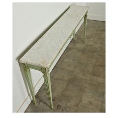 French Painted Console with White Marble Top - 3909322