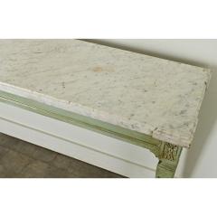 French Painted Console with White Marble Top - 3909332