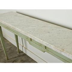 French Painted Console with White Marble Top - 3909359