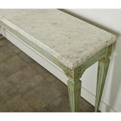 French Painted Console with White Marble Top - 3909362