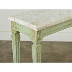 French Painted Console with White Marble Top - 3909366