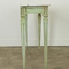 French Painted Console with White Marble Top - 3909382