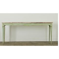 French Painted Console with White Marble Top - 3909393