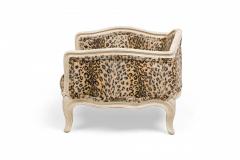 French Painted Wood Leopard Print Upholstered Pet Bed Miniature Chair - 4170123