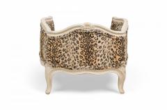 French Painted Wood Leopard Print Upholstered Pet Bed Miniature Chair - 4170126