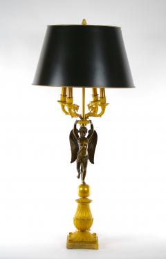 French Pair Empire Dore Bronze Winged Putti Candelabras - 3122977