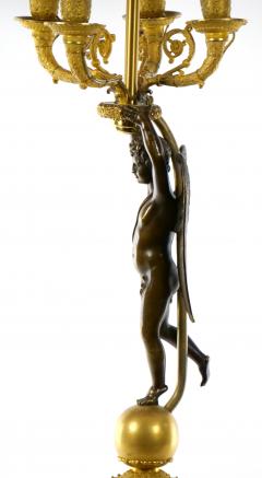 French Pair Empire Dore Bronze Winged Putti Candelabras - 3123004
