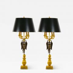 French Pair Empire Dore Bronze Winged Putti Candelabras - 3130747