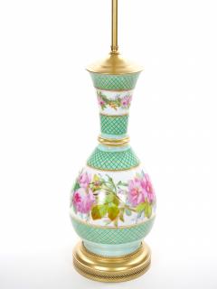 French Pair Neoclassical Floral Paris Porcelain Urns Mounted Lamps Circa 1800 - 4796266