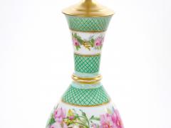 French Pair Neoclassical Floral Paris Porcelain Urns Mounted Lamps Circa 1800 - 4796269