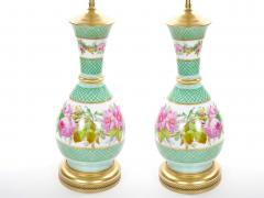 French Pair Neoclassical Floral Paris Porcelain Urns Mounted Lamps Circa 1800 - 4796277