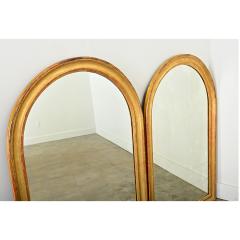 French Pair of 19th Century Arched Gilt Mirrors - 4375084