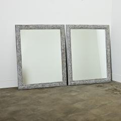 French Pair of 19th Century Carved Painted Mirrors - 4223523