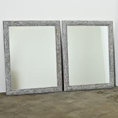 French Pair of 19th Century Carved Painted Mirrors - 4223525