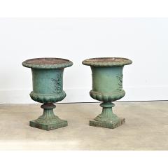 French Pair of 19th Century Cast Iron Urn Planters - 4589873