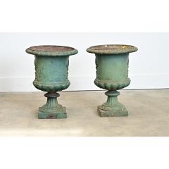 French Pair of 19th Century Cast Iron Urn Planters - 4589874