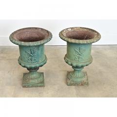 French Pair of 19th Century Cast Iron Urn Planters - 4589887