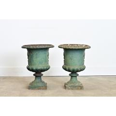 French Pair of 19th Century Cast Iron Urn Planters - 4589902