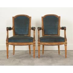 French Pair of 19th Century Louis XVI Style Gilt Fauteuils - 2730763