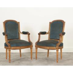 French Pair of 19th Century Louis XVI Style Gilt Fauteuils - 2730803