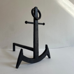 French Pair of Anchor Metal Fire Place Andirons circa 1950 - 4612834
