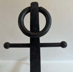 French Pair of Anchor Metal Fire Place Andirons circa 1950 - 4612838