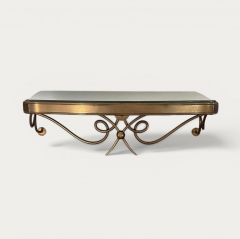 French Pair of Bedside Vanity Gilded Metal and Mirror Tables circa 1940 - 4613034
