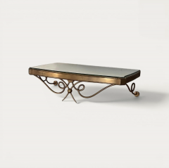 French Pair of Bedside Vanity Gilded Metal and Mirror Tables circa 1940 - 4613035