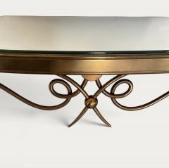 French Pair of Bedside Vanity Gilded Metal and Mirror Tables circa 1940 - 4613039