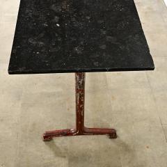 French Pair of Fossil Marble Iron Trestle Base Bistro Tables - 4313541