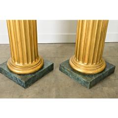 French Pair of Giltwood Marble Top Columns - 4157463