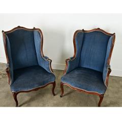 French Pair of Louis XV Wingback Bergeres Ottoman - 3919709